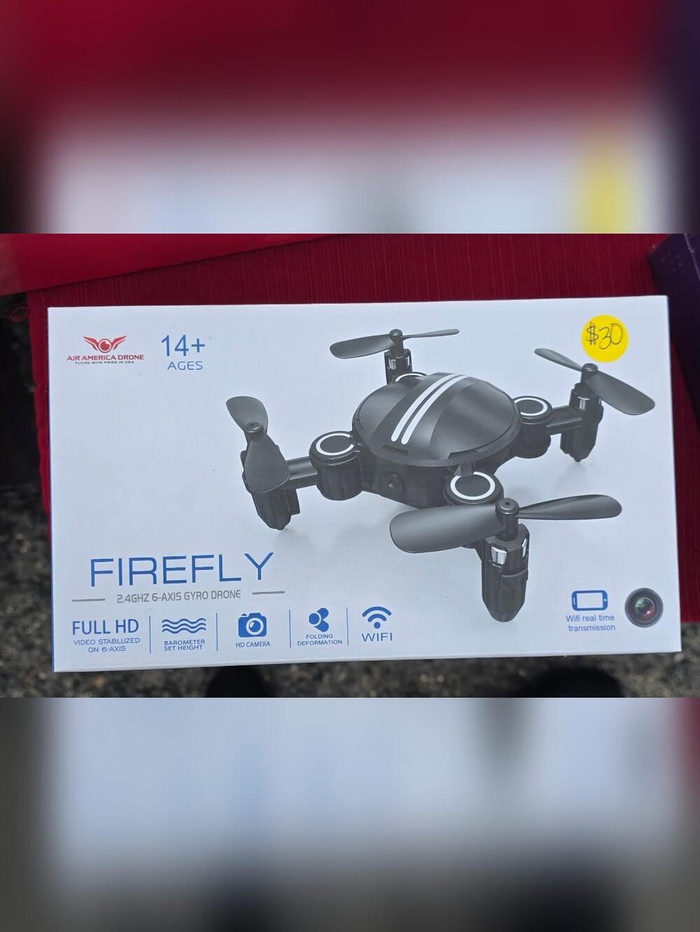 Black Mini Foldable Drone with White Stripes